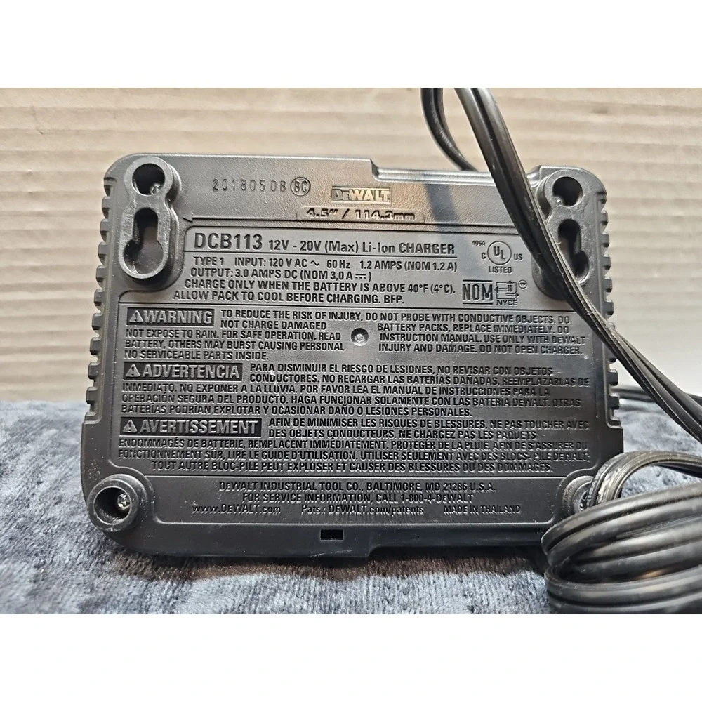 DEWALT DCB113 12-20V MAX Battery Charger 20 Volt For Saw, Drill, Grinder